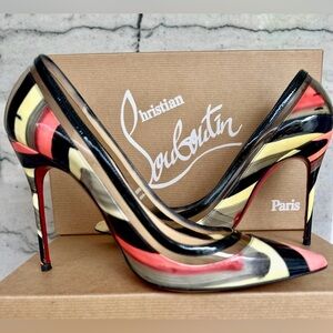 Christian Louboutin Multicolor Patent Pumps Red Sole Pointed Tor Heels